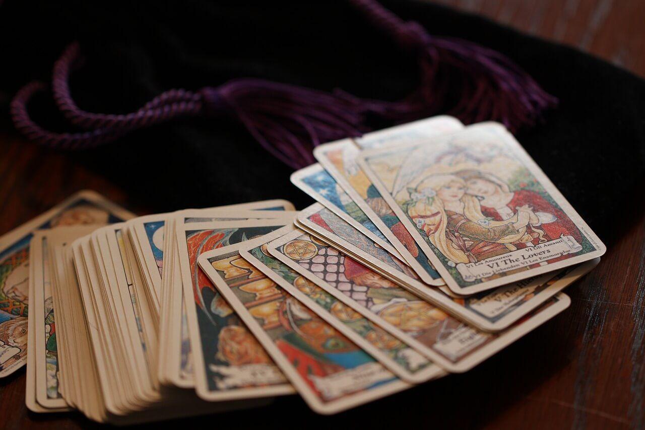 stack of tarot cards on the table