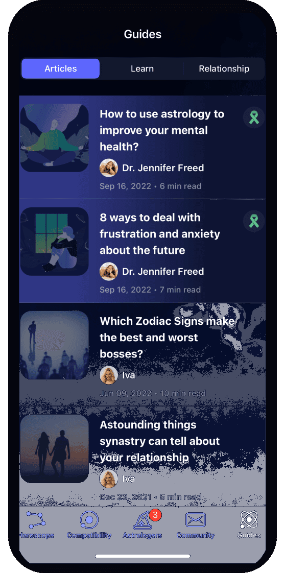 Guides and Articles Nebula app screen