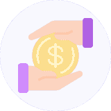 pictogram of two hands holding a coin