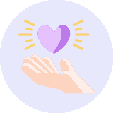 pictogram of a hand holding a heart